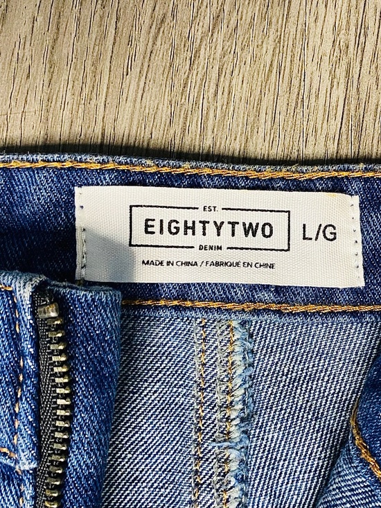 Denim Mini Skirt High Rise 1/2 Length ORing Zipper - Picture 5 of 7